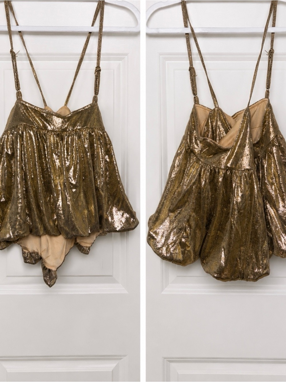Gold Sequin Bubble Hem Cami Bodysuit - Women Intimates & Sleepwear
